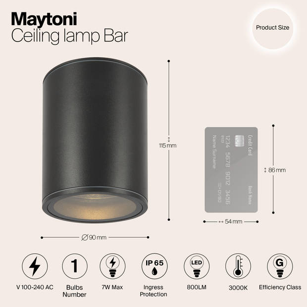 Maytoni Outdoor - Plafondlamp Bar - Grafiet - Ø9