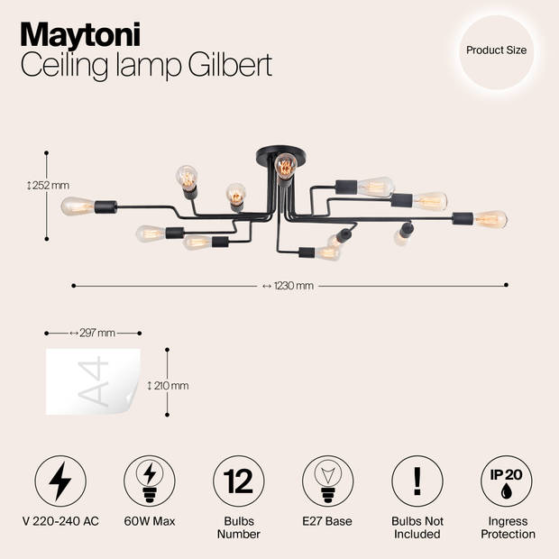 Maytoni - Plafondlamp Gilbert - Zwart