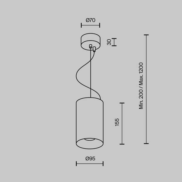 Maytoni Technical - Hanglamp Efir - Zwart - Ø9,5