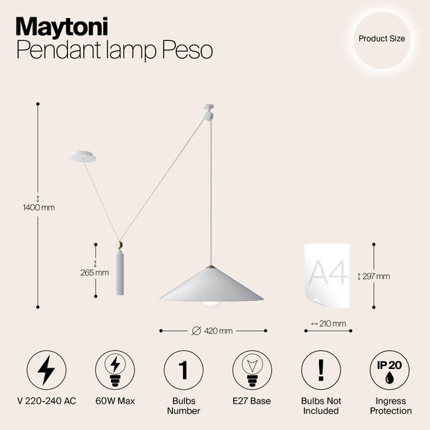 Maytoni Technical - Hanglamp Peso - Wit - Ø42