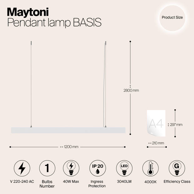 Maytoni Technical - Hanglamp BASIS - Wit