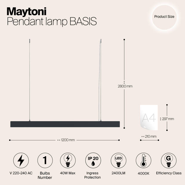 Maytoni Technical - Hanglamp BASIS - Zwart