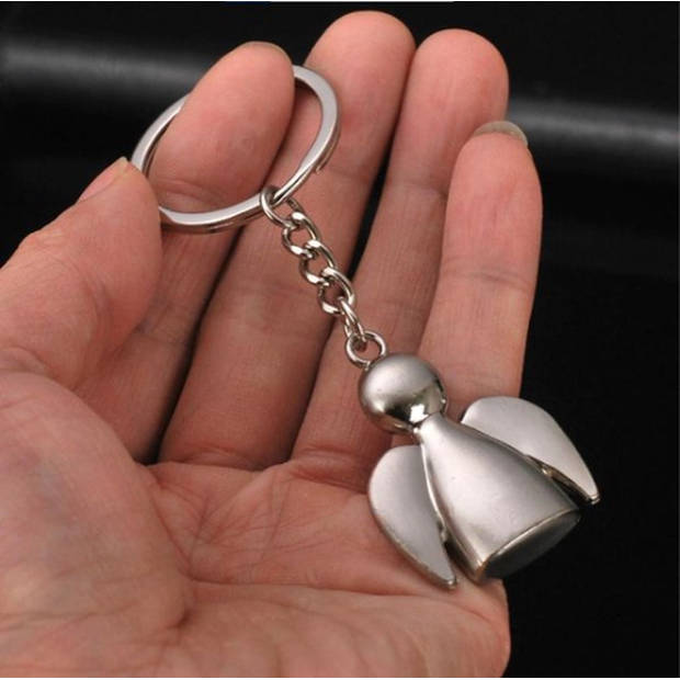 Knaak Sleutelhanger engel - Bescherm engel - Guardian angel - Beschermengel sleutelhanger - RVS - Zilver