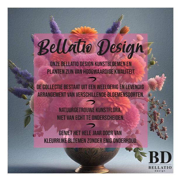 Bellatio Design Kunstbloem Roos Dijon - 64 cm - wit - Kunst zijdebloemen - Kunstbloemen