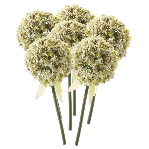 6 x Kunstbloemen steelbloem witte sierui 70 cm - Kunstbloemen