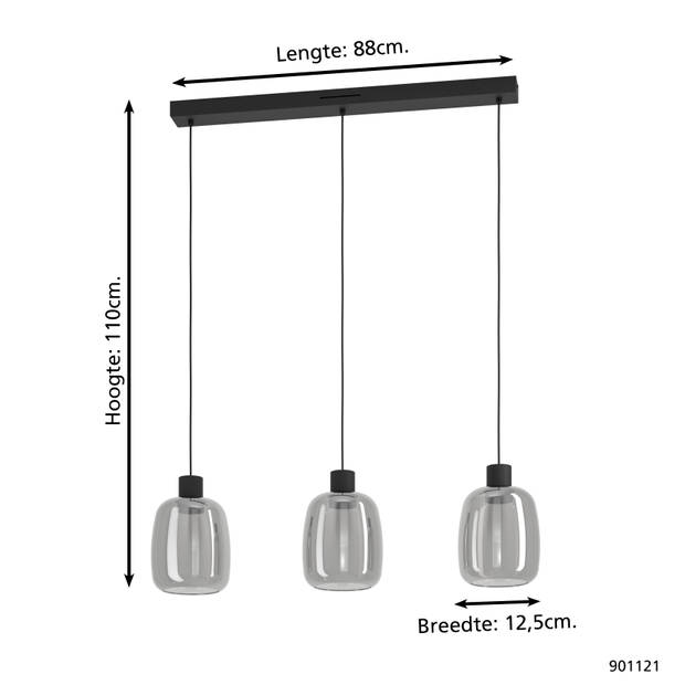 EGLO connect.z Molochio-Z Hanglamp - LED - Staal;Glas - Zwart