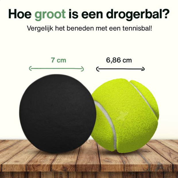 2BEHOME® 6XL Drogerballen Voor Wasdrogers - Gemaakt van 100% Nieuw-Zeelandse Schapen Wol - Wasdrogerballen - Zwart