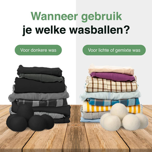 2BEHOME® 6XL Drogerballen Voor Wasdrogers - Gemaakt van 100% Nieuw-Zeelandse Schapen Wol - Wasdrogerballen - Zwart