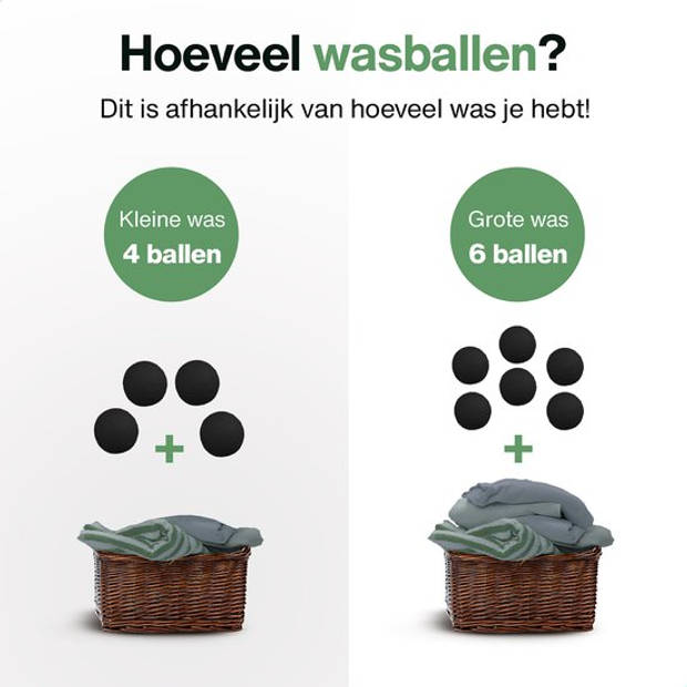 2BEHOME® 6XL Drogerballen Voor Wasdrogers - Gemaakt van 100% Nieuw-Zeelandse Schapen Wol - Wasdrogerballen - Zwart