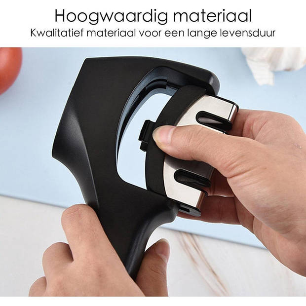 Hoogwaardige Messenslijper- Zwart - Anti slip - 3 Standen - Ergonomisch - Messen