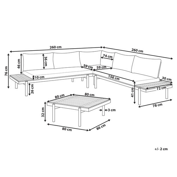 Beliani BELLARIVA - Loungeset-Wit-Eucalyptushout