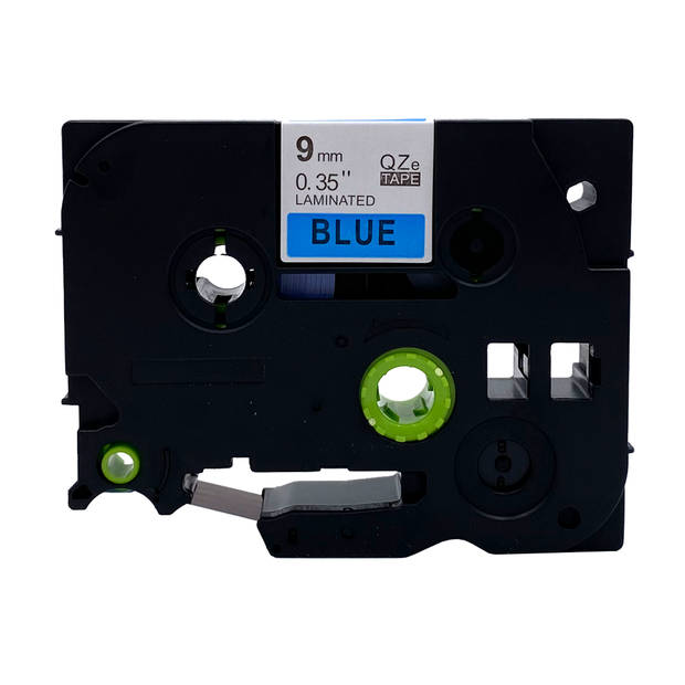 DULA label tape - Compatible met Brother P-Touch Tze-521 - 1 stuk - Zwart op blauw - 9mm x 8m