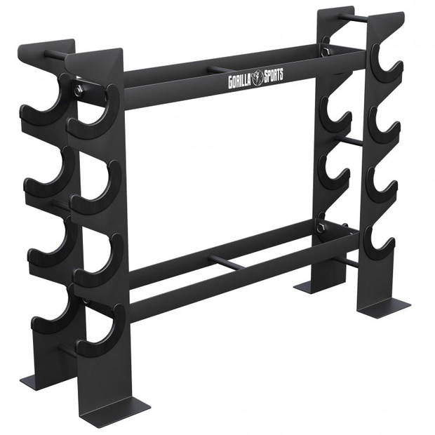 Gorilla Sports Dumbbell standaard - Halterrek - Halter standaard - Staal - Belastbaar tot 300 kg - Zwart