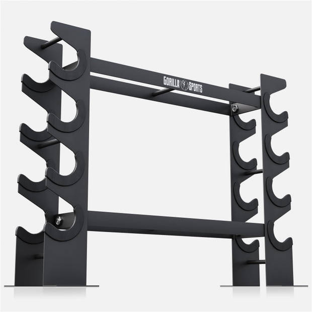 Gorilla Sports Dumbbell standaard - Halterrek - Halter standaard - Staal - Belastbaar tot 300 kg - Zwart