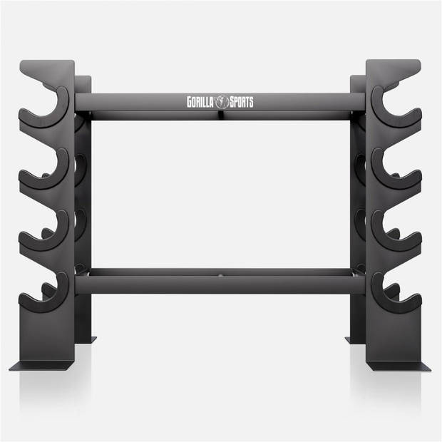 Gorilla Sports Dumbbell standaard - Halterrek - Halter standaard - Staal - Belastbaar tot 300 kg - Zwart