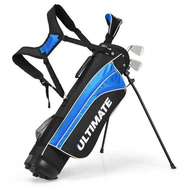 Costway Junior 5-Delige Golfclub Set Inclusief tas en Golfclubs - Voor Kinderen In De Leeftijd Van 8-10 Blauw