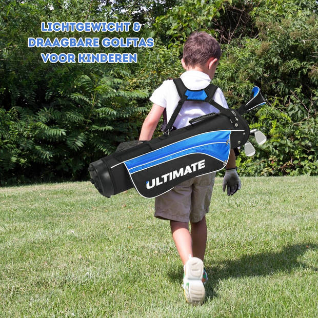 Costway Junior 5-Delige Golfclub Set Inclusief tas en Golfclubs - Voor Kinderen In De Leeftijd Van 8-10 Blauw