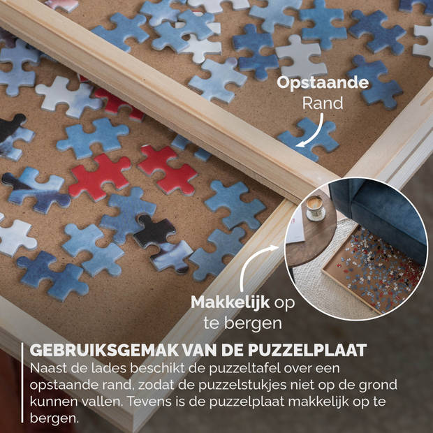 BREND BR-2217 Puzzelplaat met 6 Lades – Puzzelplank / Puzzeltafel voor 1500 Stukjes - Inclusief Afdekplaat