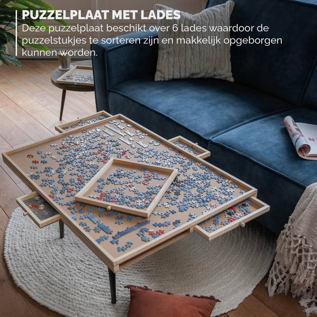 BREND BR-2217 Puzzelplaat voor 1500 Stukjes – Puzzelplank / Puzzeltafel met 6 Lades