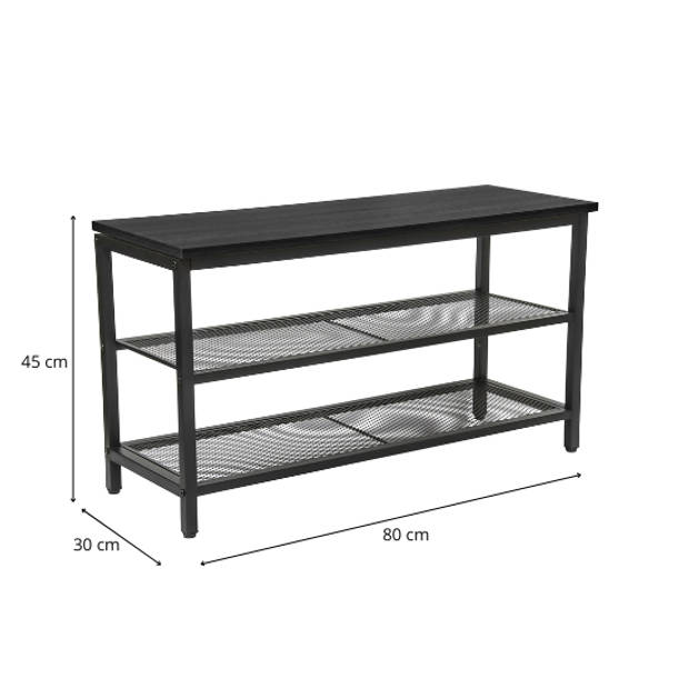 ERRO Schoenenrek - metaal/hout - 80x30x45 - zwart