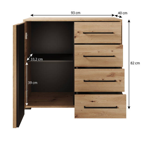 Meubella Dressoir Adyson - Eiken - 93 cm