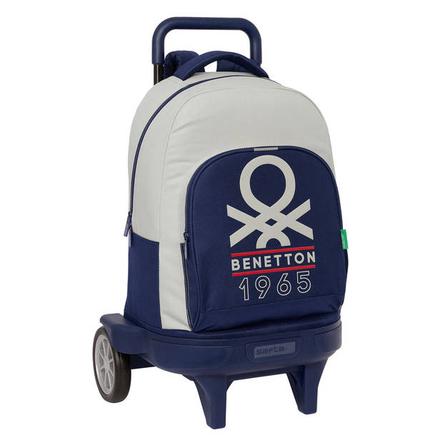 Schoolrugzak met Wielen Benetton Varsity Grijs Marineblauw 33 X 45 X 22 cm