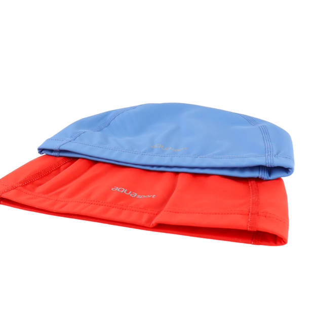 HIXA Aktive Badmuts - Zwemmuts - Volwassenen - 2 Stuks - Blauw - Rood - Polyester