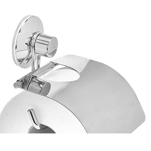 Berilo Toiletrol houder voor de wand - RVS - 13 cm - zilver - voor 1 rol - met ophang zuignap - Toiletrolhouders