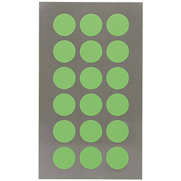 Hobby stickers - 72x stuks - D15 mm - neon groen ronde stickers - Kantoor stickers - Scrapbook - Stickers