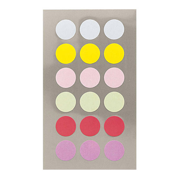 Hobby stickers - 72x stuks - D15 mm - pastel kleuren ronde stickers - Kantoor stickers - Scrapbook - Stickers