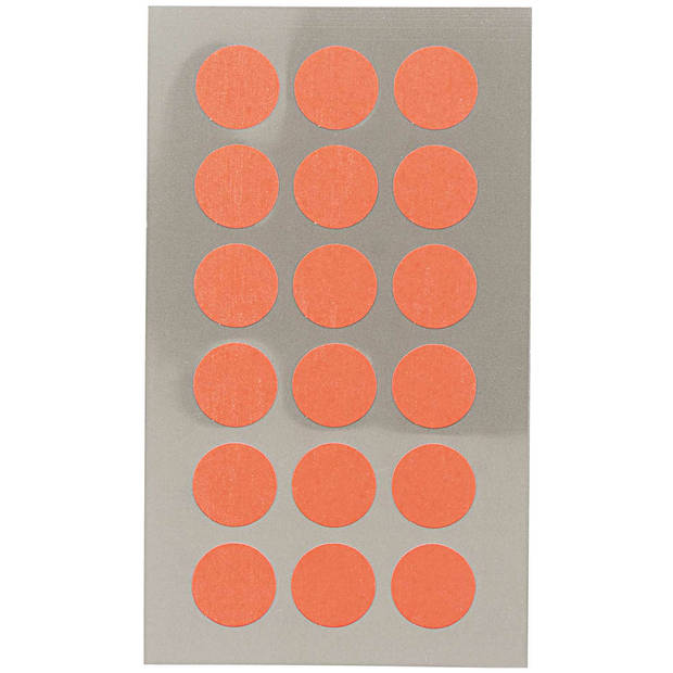 Hobby stickers - 72x stuks - D15 mm - neon oranje ronde stickers - Kantoor stickers - Scrapbook - Stickers