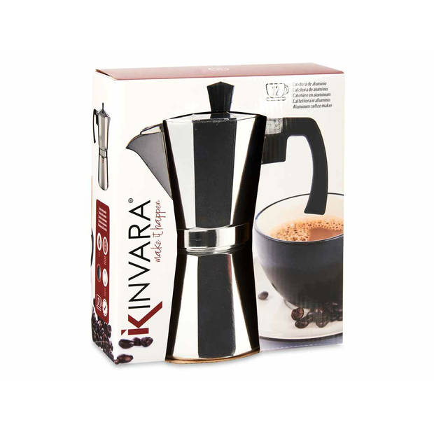 Kinvara Percolator Italiaans koffiezetapparaat - Aluminium - zilver - 650 ml - Koffiezetter - Percolators