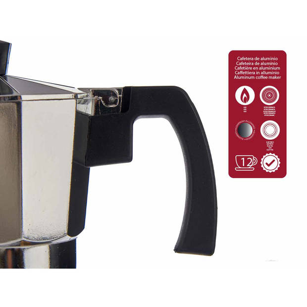 Kinvara Percolator Italiaans koffiezetapparaat - Aluminium - zilver - 650 ml - Koffiezetter - Percolators