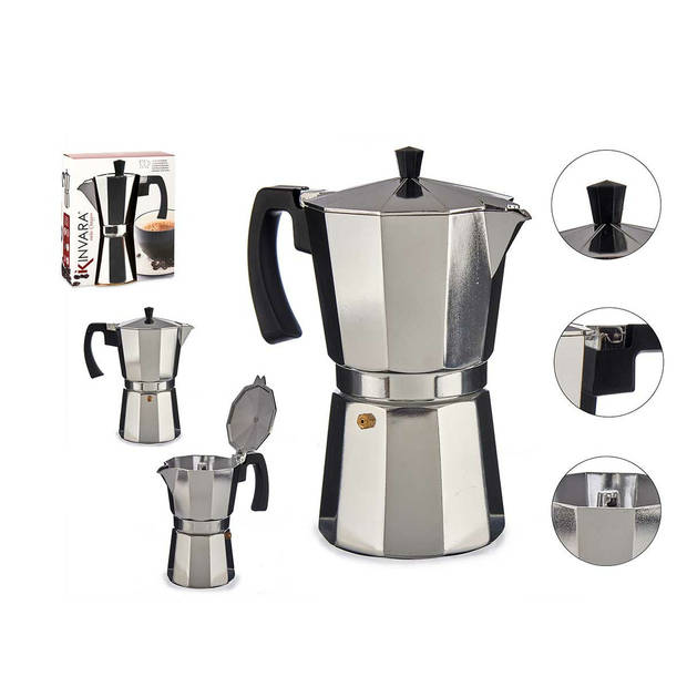 Kinvara Percolator Italiaans koffiezetapparaat - Aluminium - zilver - 650 ml - Koffiezetter - Percolators