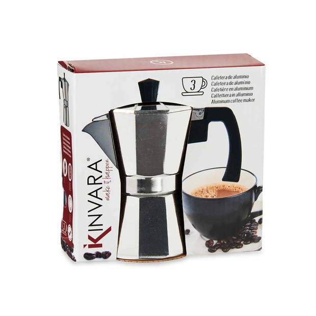 Kinvara Percolator Italiaans koffiezetapparaat - Aluminium - zilver - 150 ml - Koffiezetter - Percolators