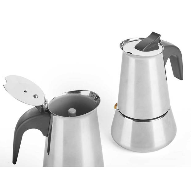 5Five Percolator Italiaans koffiezetapparaat - staal - zilver - 6 kopjes - Koffiezetter - Percolators