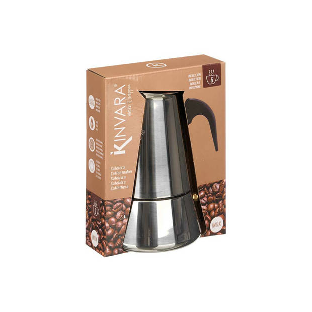 5Five Percolator Italiaans koffiezetapparaat - staal - zilver - 6 kopjes - Koffiezetter - Percolators