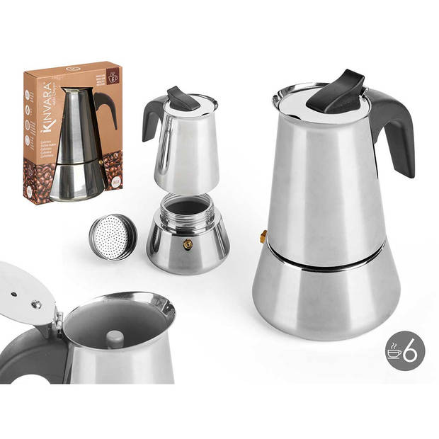 5Five Percolator Italiaans koffiezetapparaat - staal - zilver - 6 kopjes - Koffiezetter - Percolators