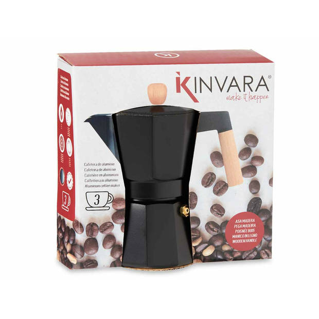 Kinvara Percolator Italiaans koffiezetter - Aluminium - zwart - 150 ml - Koffiezetter - Percolators