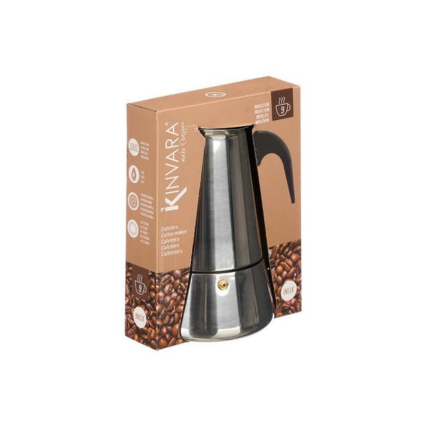 5Five Percolator Italiaans koffiezetapparaat - staal - zilver - 9 kopjes - Koffiezetter - Percolators