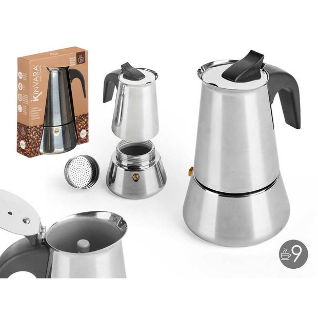 5Five Percolator Italiaans koffiezetapparaat - staal - zilver - 9 kopjes - Koffiezetter - Percolators