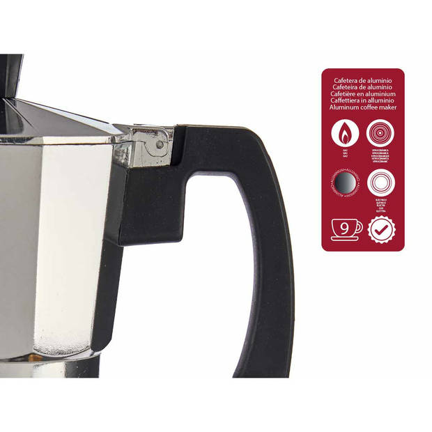 Kinvara Percolator Italiaans koffiezetter - Aluminium - zilver - 450 ml - Koffiezetter - Percolators