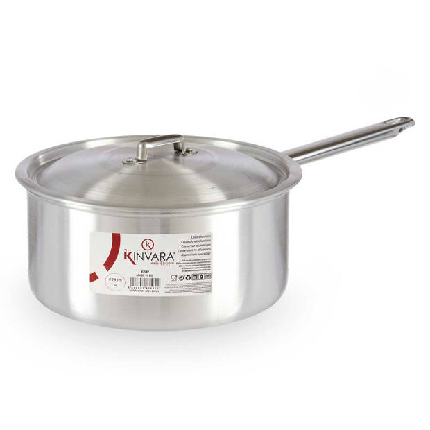 Kinvara Steelpan/sauspan/juspan - zilverkleurig - 26 x 43 x 16 cm - 5 liter - aluminium - Steelpannen