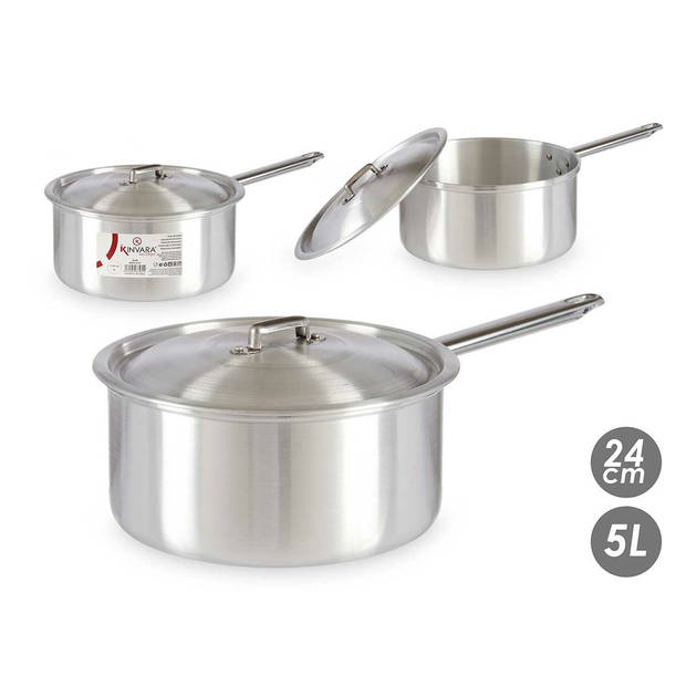 Kinvara Steelpan/sauspan/juspan - zilverkleurig - 26 x 43 x 16 cm - 5 liter - aluminium - Steelpannen