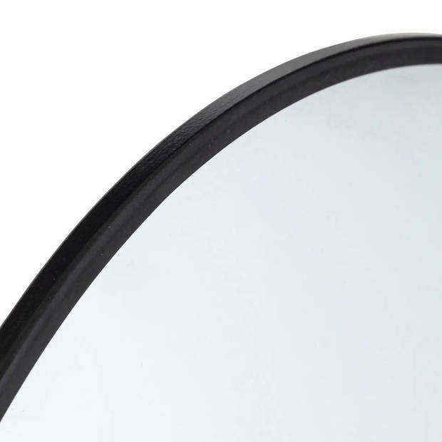 Atmosphera Spiegel/wandspiegel - rond - Dia 38 cm - metaal/glas - zwart - Spiegels