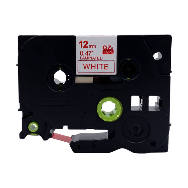 DULA label tape - Compatible met Brother P-Touch Tze-232 - 1 stuk - Rood op wit - 12mm x 8m