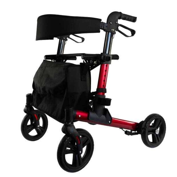 Rollator Riva (6,6 kg) - Dubbel opvouwbaar - Weggewerkte remkabels - Lichtgewicht - Lekvrije banden