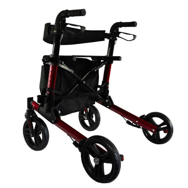 Rollator Riva (6,6 kg) - Dubbel opvouwbaar - Weggewerkte remkabels - Lichtgewicht - Lekvrije banden