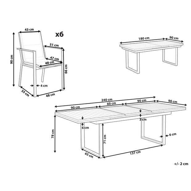 Beliani VALCANETTO/BUSSETO - Tuintafelset-Wit-Aluminium