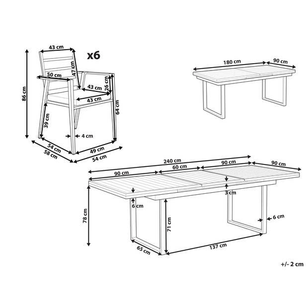 Beliani VALCANETTO/TAVIANO - Tuintafelset-Wit-Aluminium